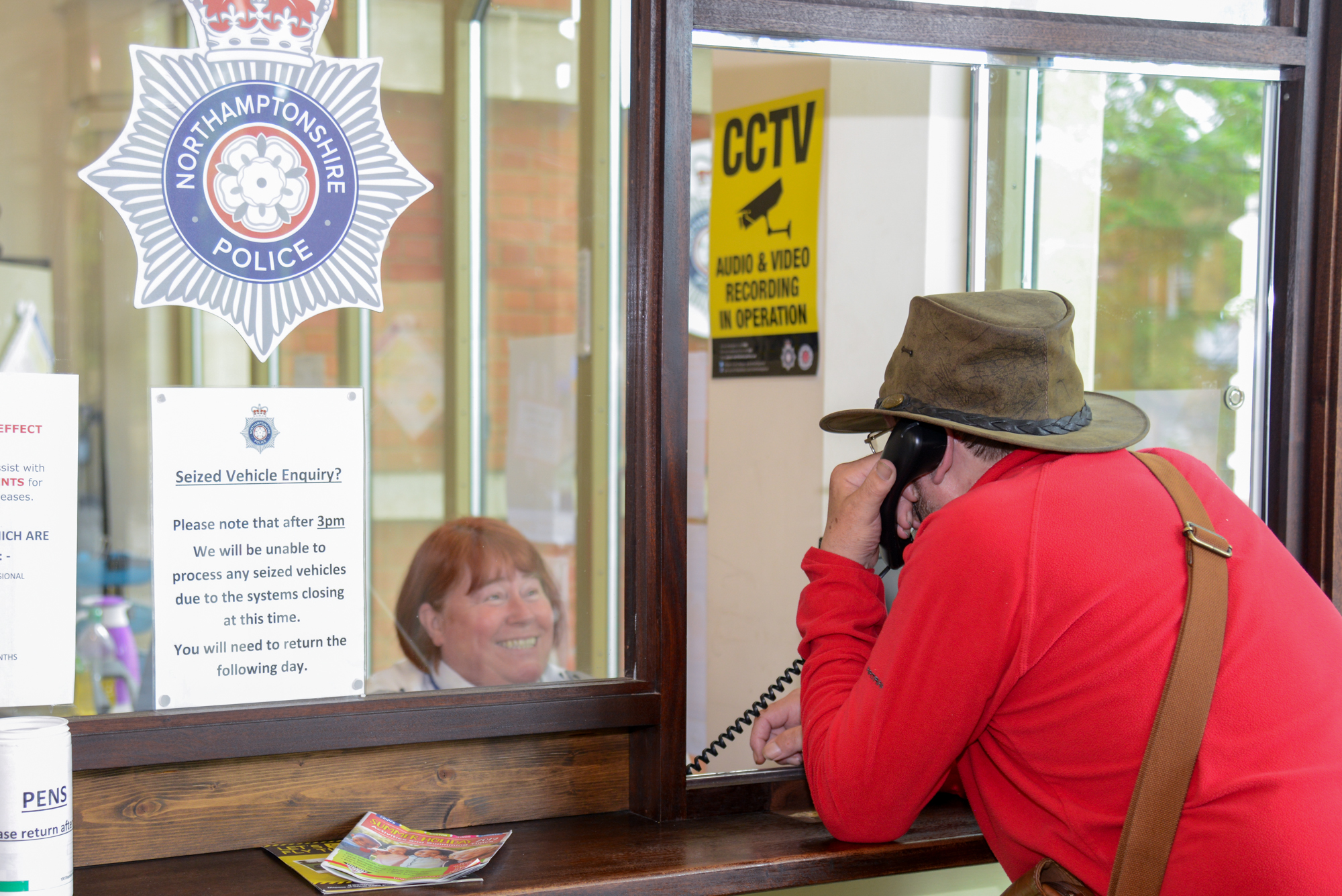 One of the police front counters that are available in the county